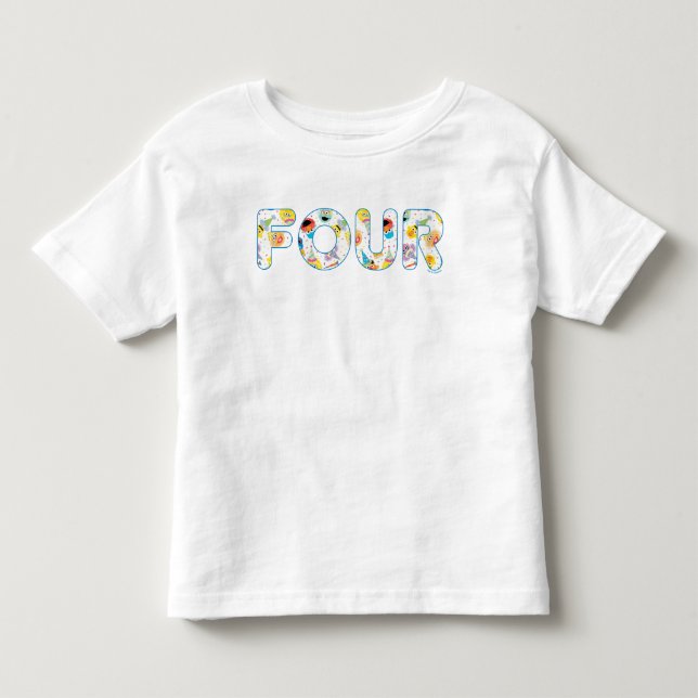 Sesame Street Confetti Pattern Fourth Birthday Toddler T-shirt (Front)
