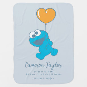 Sesame Street Cookie Monster Baby Birth Stats Blanket