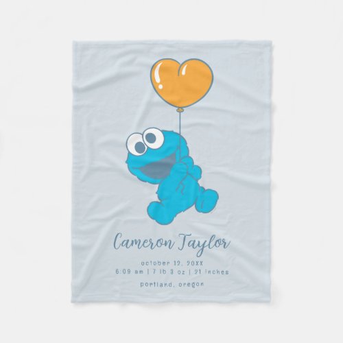 Sesame Street Cookie Monster Baby Birth Stats Fleece Blanket