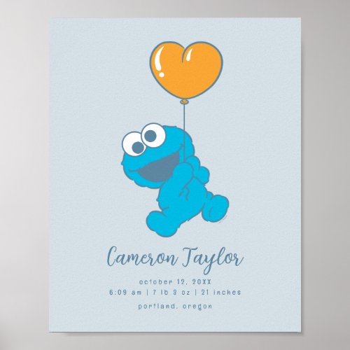 Sesame Street Cookie Monster Baby Birth Stats Poster