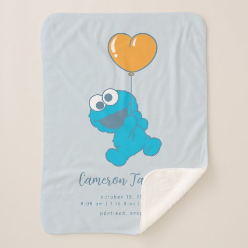 Sesame Street Cookie Monster Baby Birth Stats Sherpa Blanket