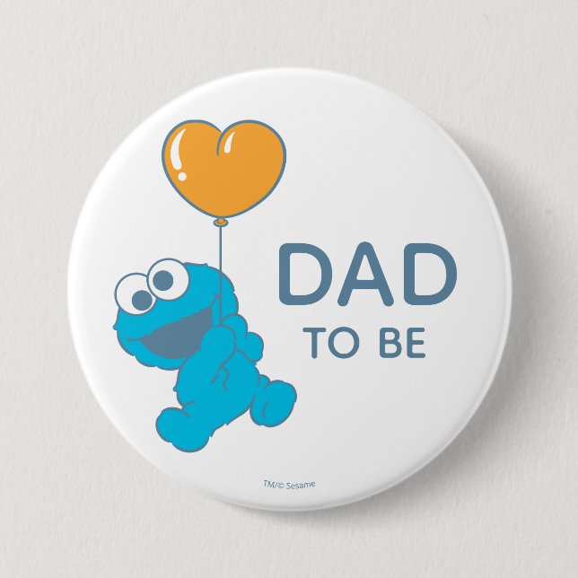 Sesame Street | Cookie Monster Baby Shower Dad Button (Front)