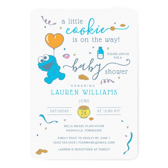 Sesame Street Cookie Monster Baby Shower Invitation Zazzle Com