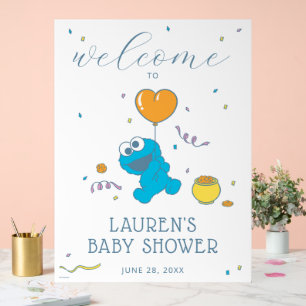 Sesame Street Cookie Monster Baby Shower Welcome Acrylic Sign