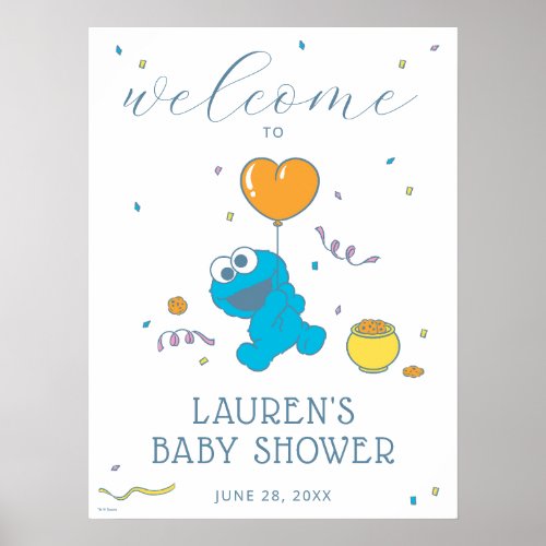 Sesame Street  Cookie Monster Baby Shower Welcome Poster