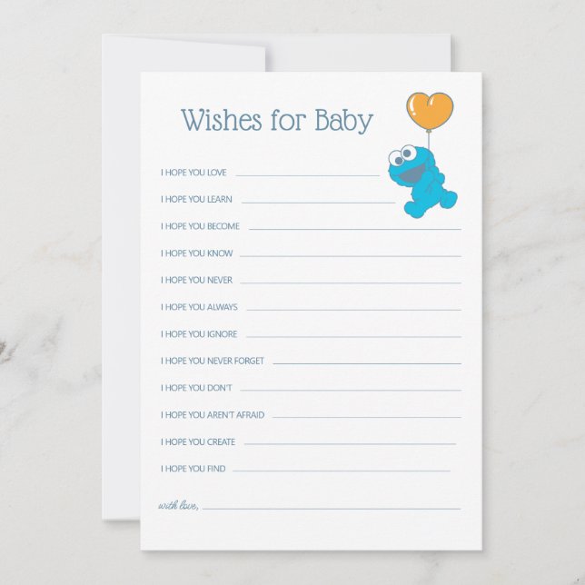 Sesame Street | Cookie Monster Baby Shower Wishes Note Card (Front)