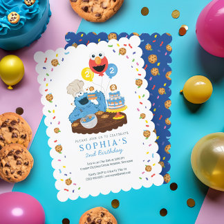 Sesame Street | Cookie Monster Birthday Cake  Invitation