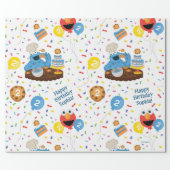 Sesame Street Cookie Monster Birthday Cake Pattern Wrapping Paper (Flat)