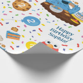 Sesame Street Cookie Monster Birthday Cake Pattern Wrapping Paper (Corner)