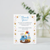 Sesame Street Cookie Monster Birthday Cake Thank You Card (Standing Front)