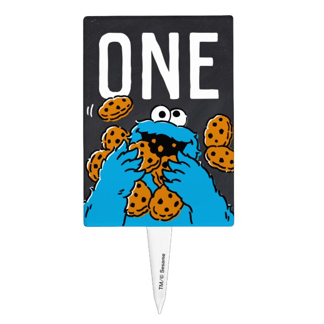 Sesame Street | Cookie Monster Birthday Chalkboard Cake Topper (Front)
