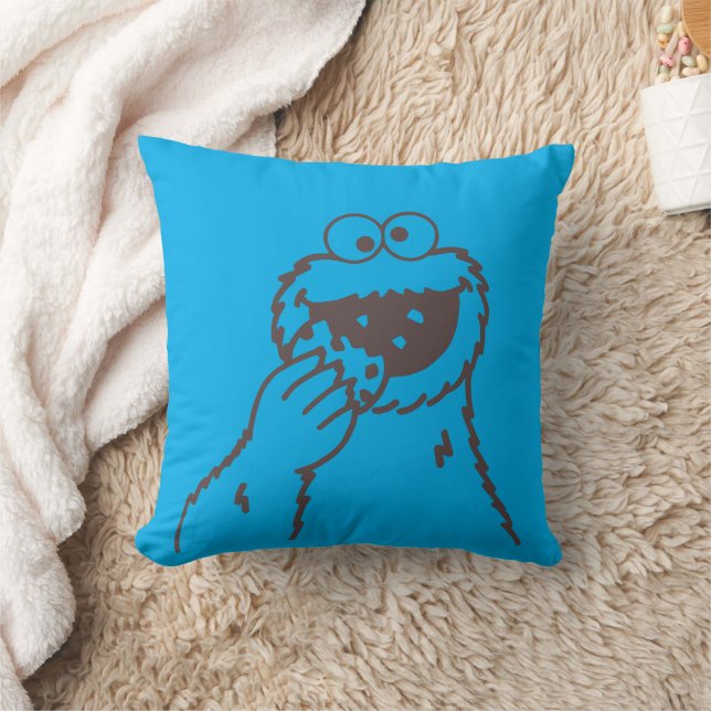 Sesame Street | Cookie Monster Bright Throw Pillow (Blanket)