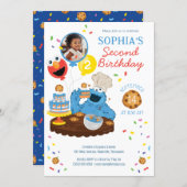 Sesame Street | Cookie Monster Cake Photo Birthday Invitation (Front/Back)