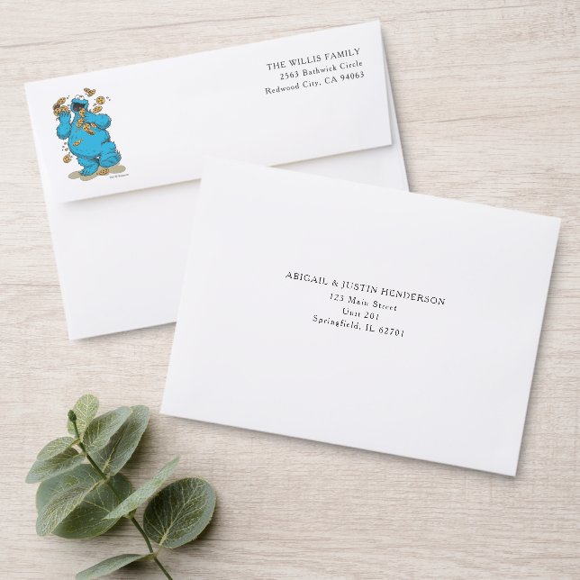 Sesame Street Cookie Monster Cookies Addressed Envelopes (Wood)