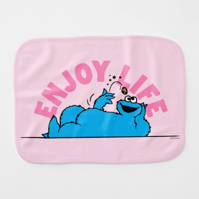 Sesame Street | Cookie Monster Enjoy Life Baby Burp Cloth (Front Horizontal)