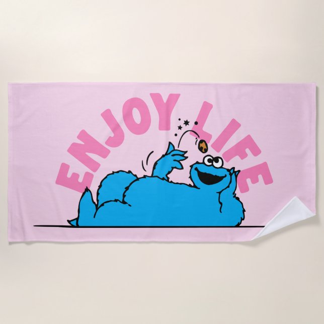 Sesame Street | Cookie Monster Enjoy Life Beach Towel (Front)
