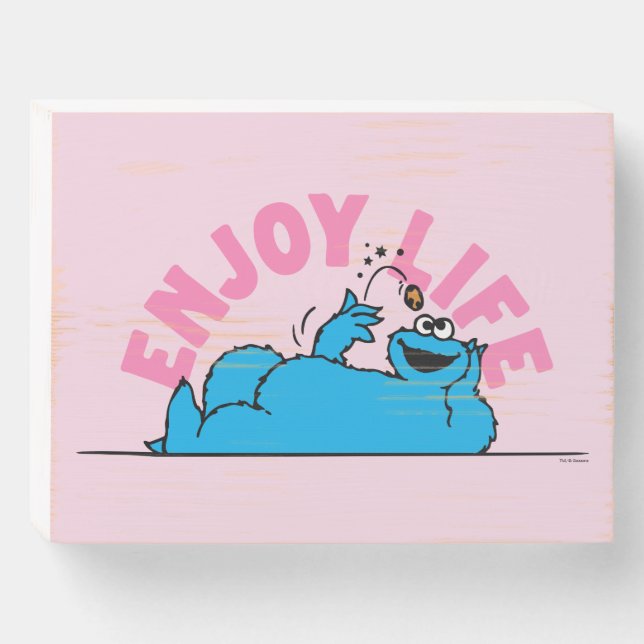 Sesame Street | Cookie Monster Enjoy Life Wooden Box Sign (Front Horizontal)