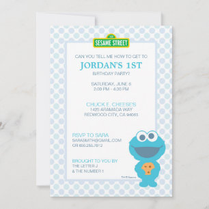 Sesame Street Cookie Monster First Birthday Invitation