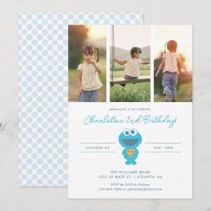 Sesame Street Cookie Monster First Birthday Invitation