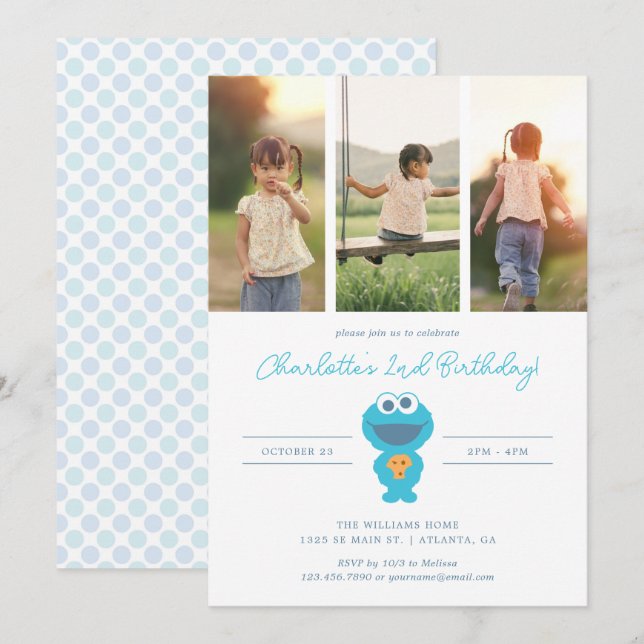 Sesame Street | Cookie Monster First Birthday Invitation (Front/Back)