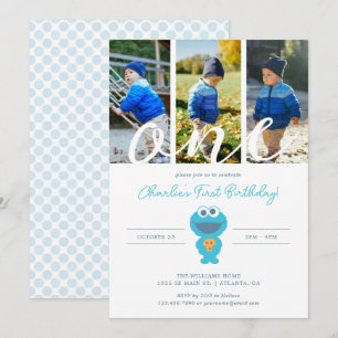 Sesame Street Cookie Monster First Birthday Invitation