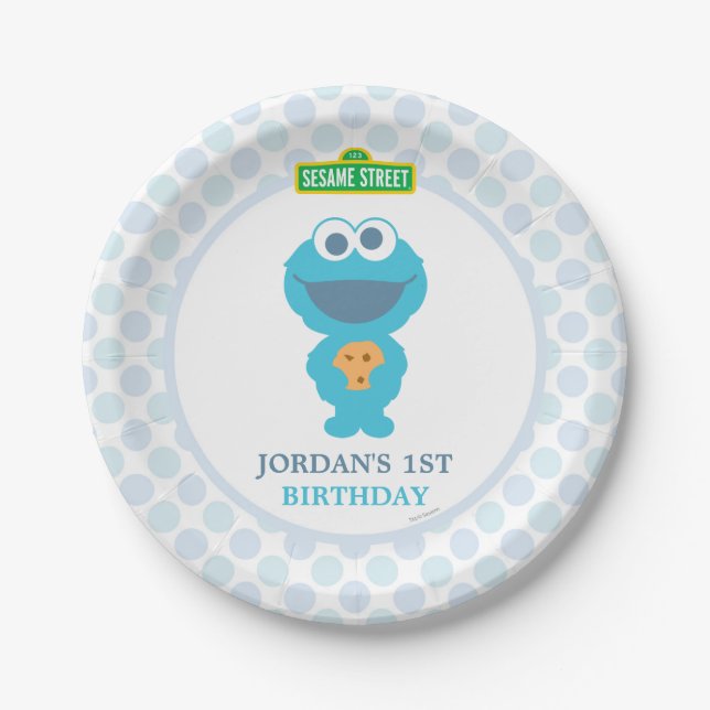 Sesame Street | Cookie Monster First Birthday Paper Plates (Front)