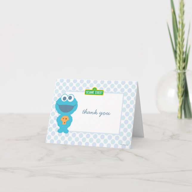 Sesame Street | Cookie Monster First Birthday Thank You Card (Front)