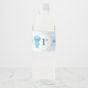 Sesame Street   Cookie Monster First Birthday Water Bottle Label