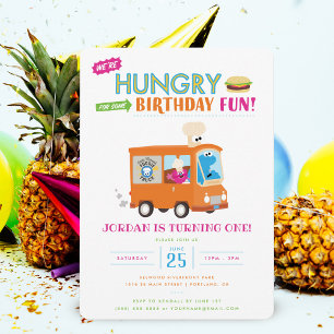 Sesame Street   Cookie Monster Food Truck Birthday Invitation