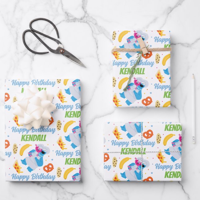 Sesame Street Cookie Monster Food Truck Wrapping Paper Sheets (Front)