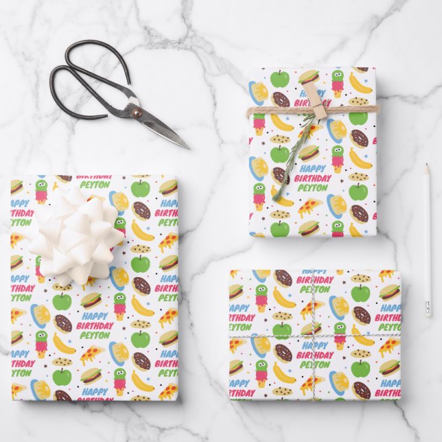 Sesame Street Cookie Monster Food Truck Wrapping Paper Sheets (Front)