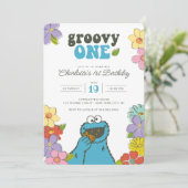 Sesame Street Cookie Monster | Groovy One Birthday Invitation (Standing Front)