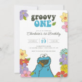 Sesame Street Cookie Monster | Groovy One Birthday Invitation (Front)