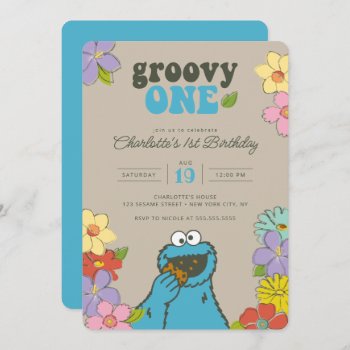Sesame Street Cookie Monster | Groovy One Birthday Invitation by SesameStreet at Zazzle