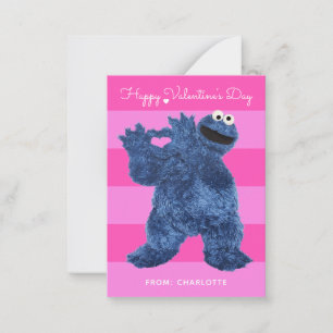 Sesame Street Cookie Monster Heart Hand Sign Note Card