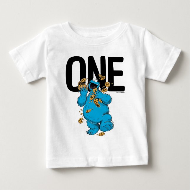 Sesame Street | Cookie Monster I'm One Birthday Baby T-Shirt (Front)