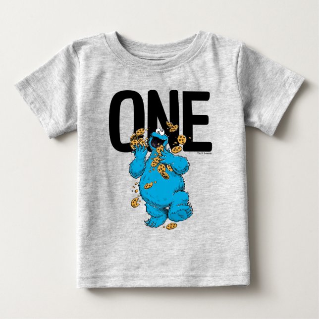 Sesame Street | Cookie Monster I'm One Birthday Baby T-Shirt (Front)