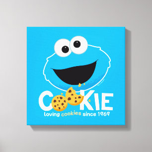 Sesame Street Cookie Monster Loving Cookies Canvas Print