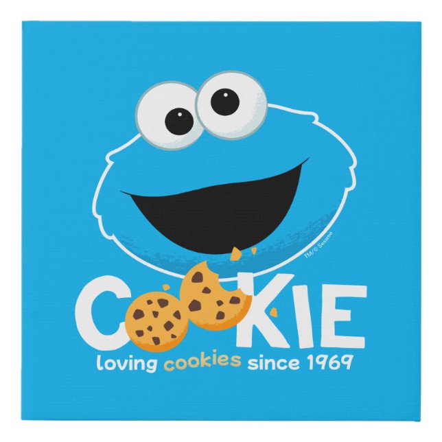 Sesame Street | Cookie Monster Loving Cookies Faux Canvas Print (Front)