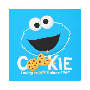 Sesame Street Cookie Monster Loving Cookies Metal Print