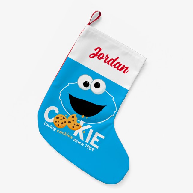 Sesame Street | Cookie Monster Loving Cookies Small Christmas Stocking (Front (Hanging))