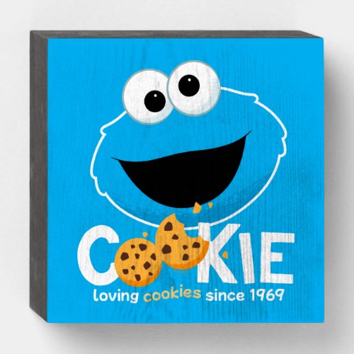 Sesame Street  Cookie Monster Loving Cookies Wooden Box Sign