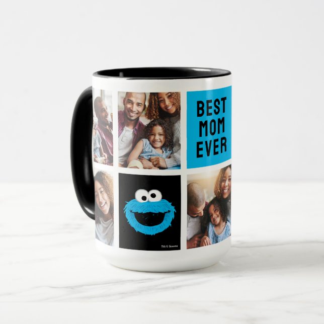 Sesame Street Cookie Monster | Mom Photo Collage Mug (Front Left)