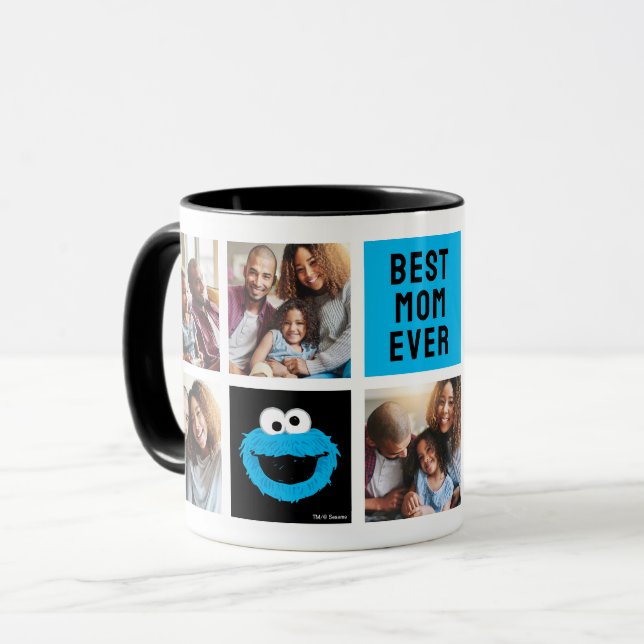 Sesame Street Cookie Monster | Mom Photo Collage Mug (Front Left)