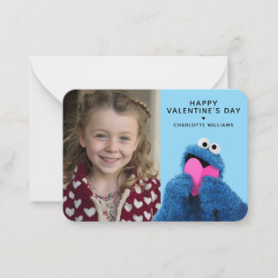 Sesame Street Cookie Monster Photo Valentine Note Card