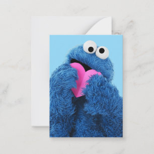 Sesame Street Cookie Monster Pink Heart Note Card