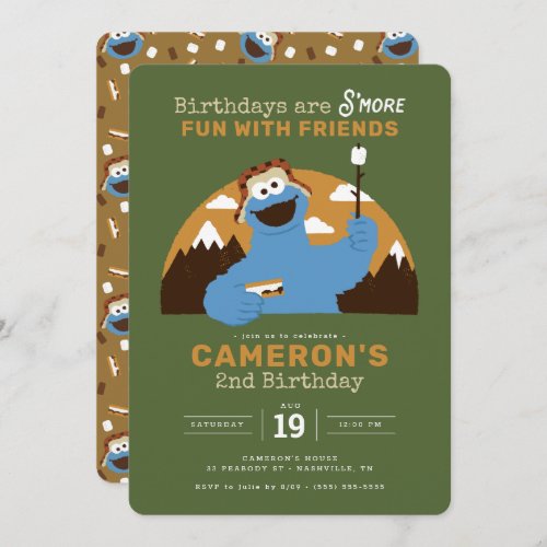 Sesame Street _ Cookie Monster  Smore Birthday Invitation