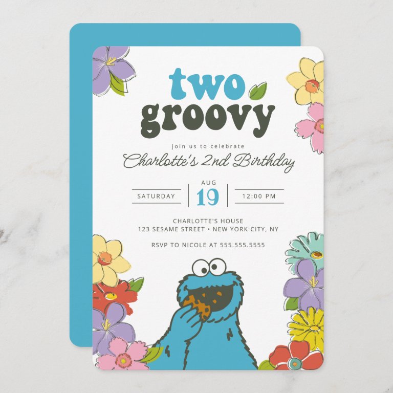 Sesame Street Cookie Monster | Two Groovy Birthday Invitation