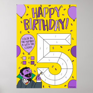 Sesame Street   Count von Count Color By Numbers Poster