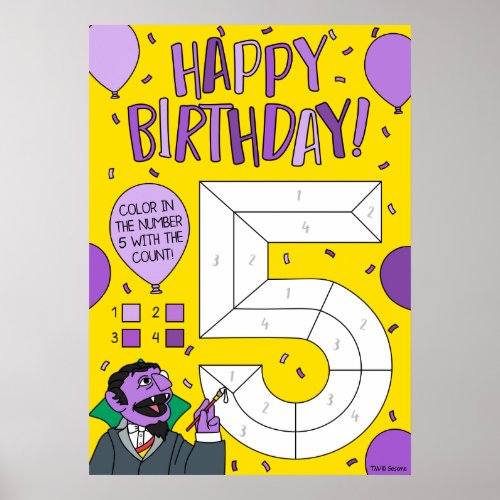 Sesame Street  Count von Count Color By Numbers Poster